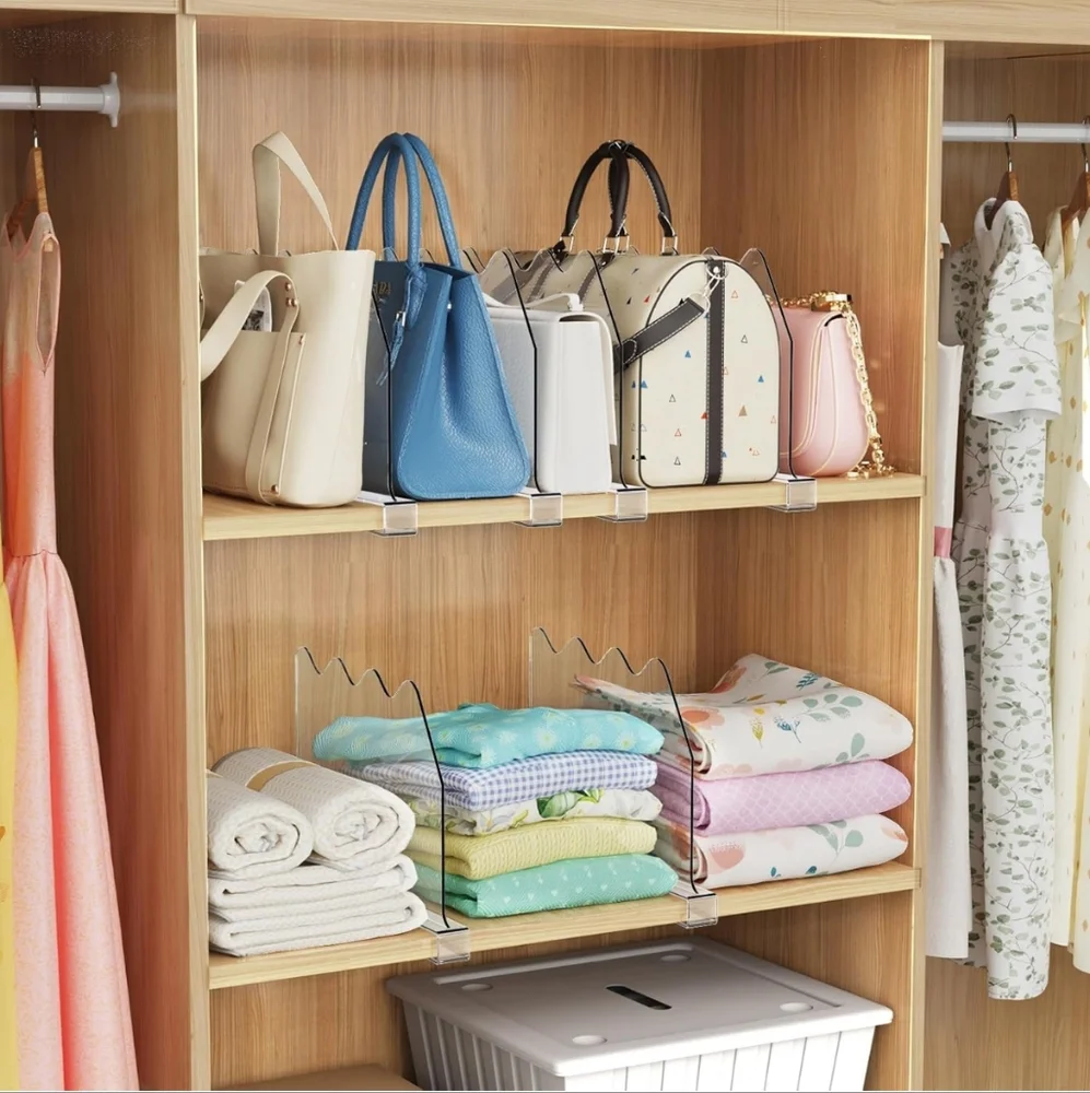 10 PCS Shelf Dividers for Closet Organization, Durable Acrylic Clear Dividers